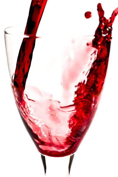 Červené víno teče do sklenice na víno v3 — Stock fotografie