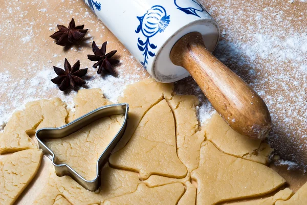 Bell shape with rolling pin and star anise — Stock Photo, Image