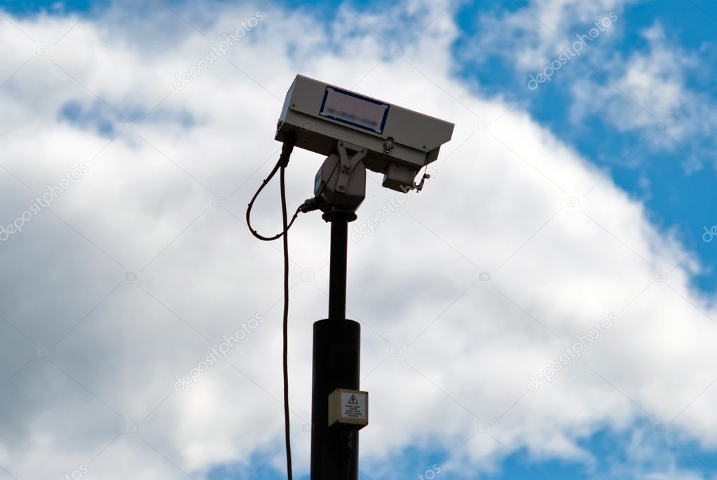 Surveillance camera in front of sky V2