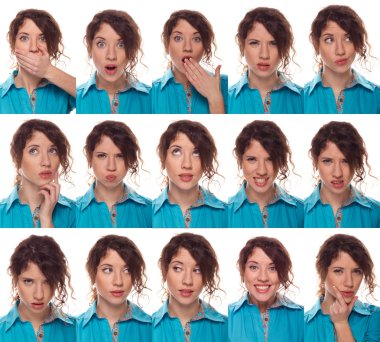 Actor's face, a compilation of emotions clipart