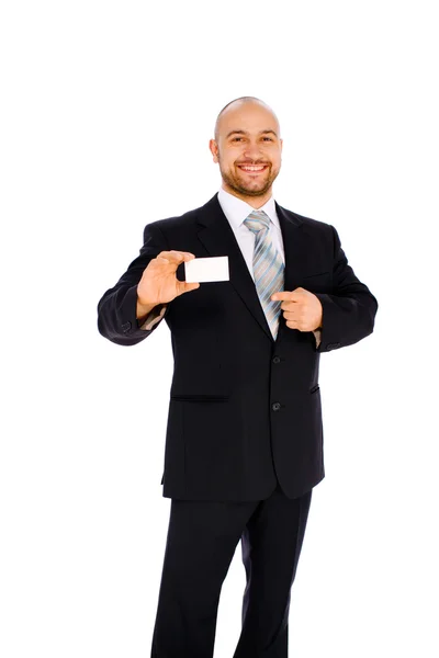 Молодой бизнесмен на белом фоне — стоковое фото