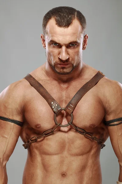 古代の戦士の筋肉男性の肖像画 — ストック写真