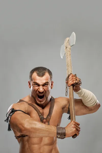 Retrato masculino muscular de guerreiro antigo Fotografia De Stock