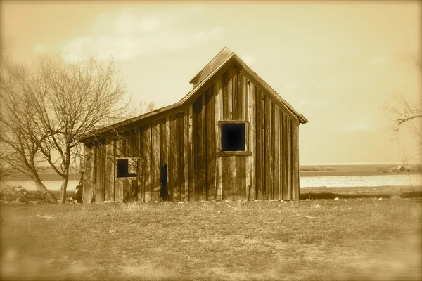 棕褐色大草原的房子 免版税图库图片