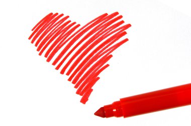 Heart and tred soft-tip pen clipart