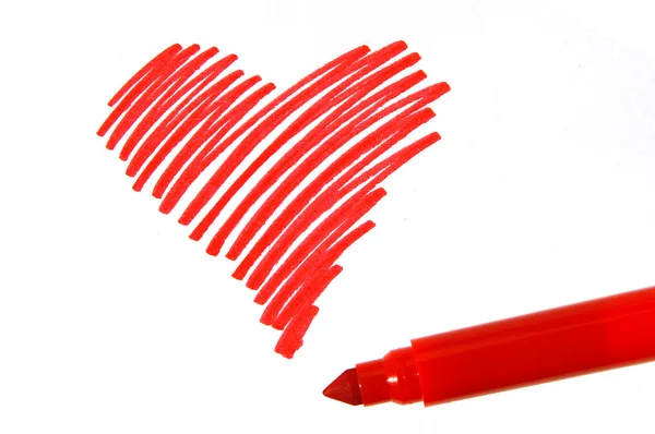stock image Heart and tred soft-tip pen