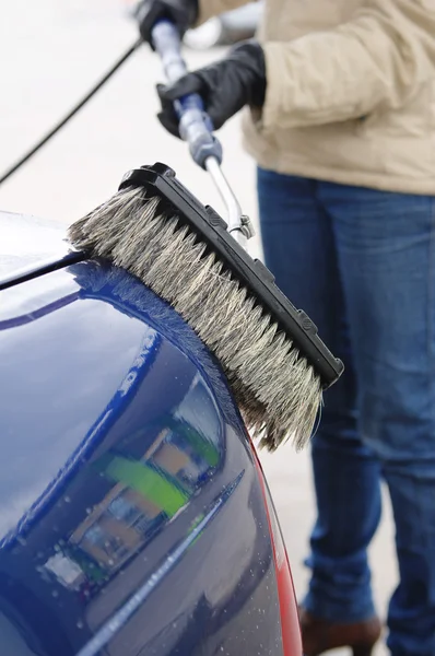 stock image Washing Car with Scrub Brush
