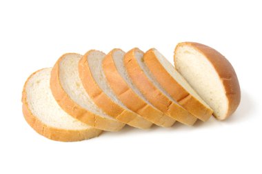 The cut loaf of bread isolated on white clipart