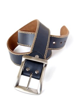 Men's leather belt on white background clipart