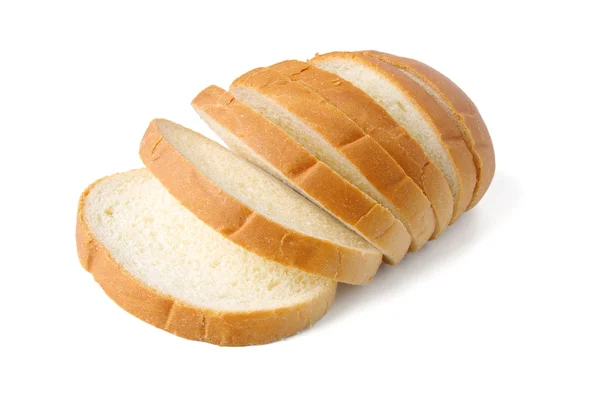 Řez bochník chleba izolovaných na bílém — Stock fotografie