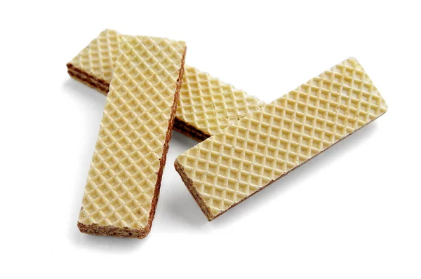 Three wafers close up it is isolated on a white background — Stock Photo, Image