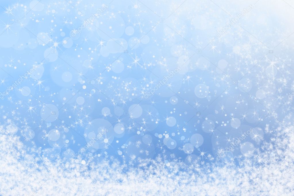Pretty Winter Blue Sparkly Sky and Snow Background