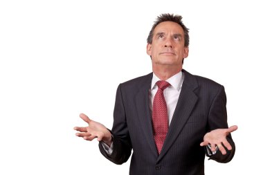 Exasperated Business Man in Suit Raising Eyes clipart