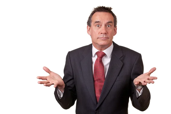 Business Man with Surprised Expression and Open Hands — Stock Photo, Image