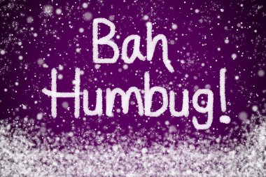 Bah Humbug Christmas Message on Purple Snow Background clipart