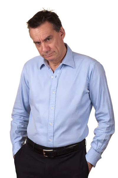 Angry Frowning Grumpy Man with Hands in Pockets — Stock Photo, Image