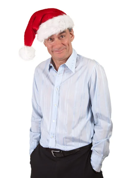Handsome Grinning Business Man in Santa Hat — Stock Photo, Image