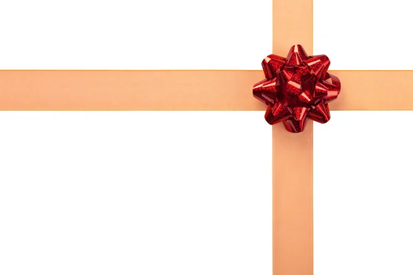Orange Ribbon with Red Bow Gift Wrap — Stock Photo, Image