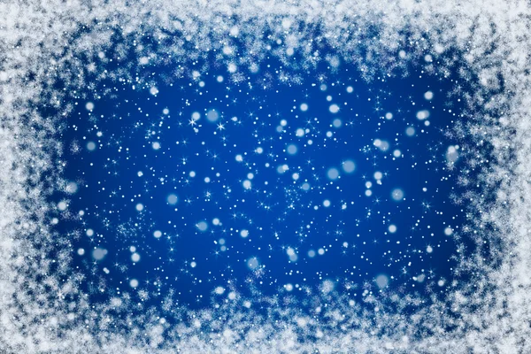 Céu de noite azul bonito com estrelas e fundo de neve — Fotografia de Stock