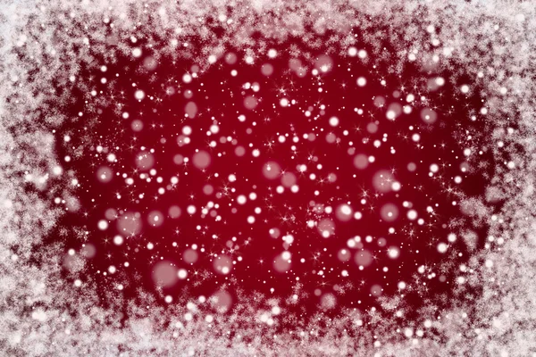 Fondo de invierno de Navidad bastante rojo con nieve y estrellas — Foto de Stock
