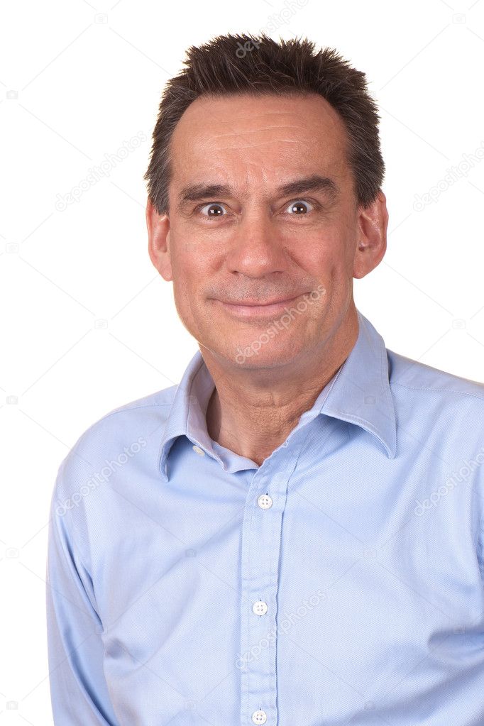 Portrait of Man Smiling with Funny Expression