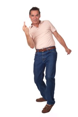 Annoyed Frustrated Man Showing Middle Finger clipart