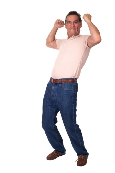 Feliz homem animado comemorando com punhos no ar — Fotografia de Stock