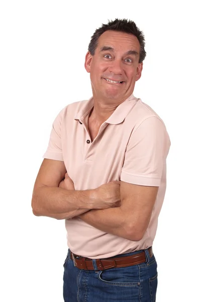 Man making Silly Face with Smile — Stock Photo, Image