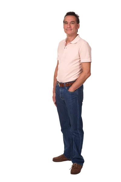 Retrato de comprimento total do homem sorridente em roupas casuais — Fotografia de Stock