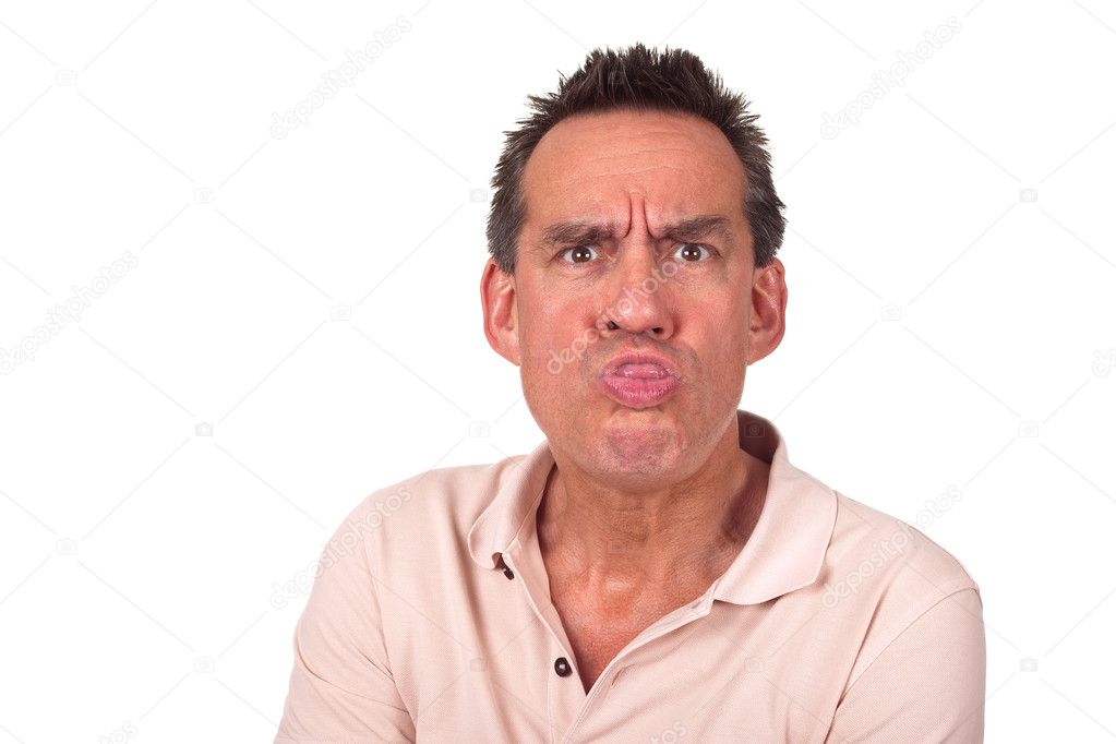 Angry Man Sticking Out Tongue and Pulling Silly Face
