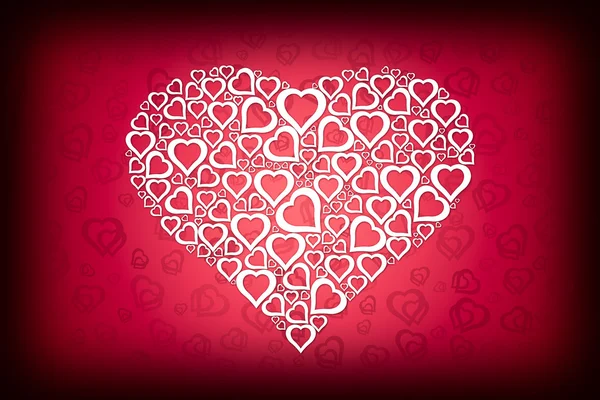Valentine branco no fundo do coração vermelho — Fotografia de Stock