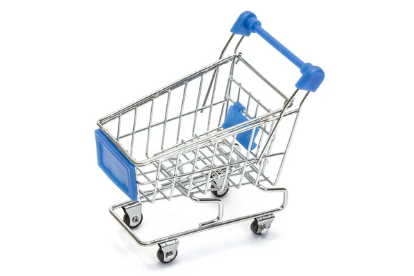 Carrinho de compras azul em branco — Fotografia de Stock