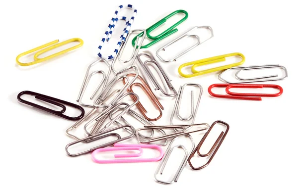 Different paper clips on white background — Stock Photo, Image