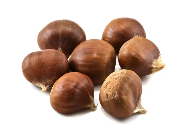 Several chestnuts isolated on white background — Stock Photo, Image