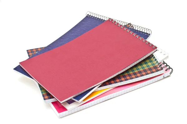 Vários cadernos, isolados sobre fundo branco — Fotografia de Stock