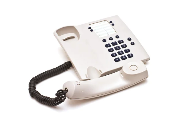 Telefono in plastica grigia su sfondo bianco — Foto Stock