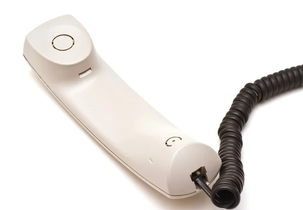 Receptor de teléfono y cable en blanco — Foto de Stock
