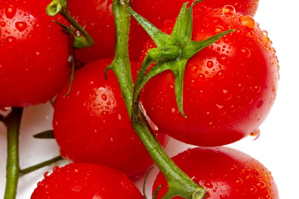 Dojrzałe pomidory wiśniowe na białym tle — Zdjęcie stockowe