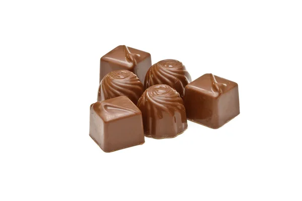 Chocolate pralines on white background — Stock Photo, Image