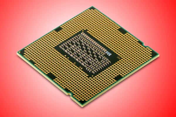 Central processor unit, isolated on red background — Stock Photo, Image