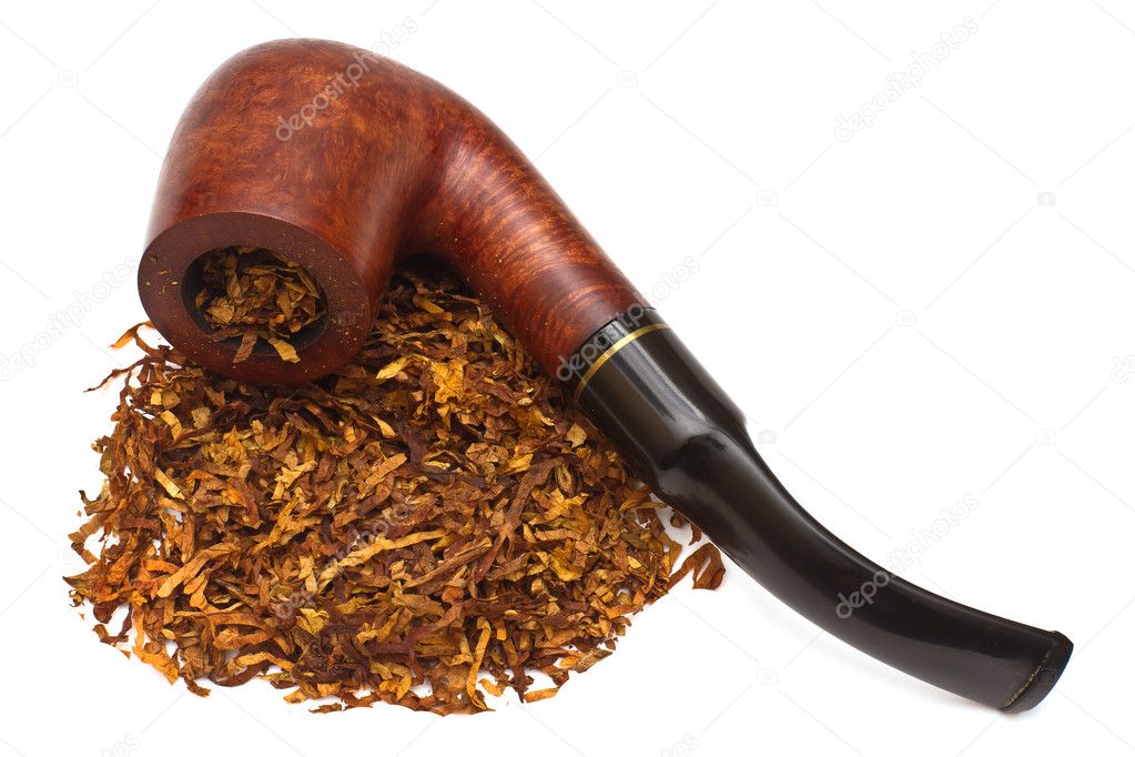 Smoking pipe with tobacco, isolated
