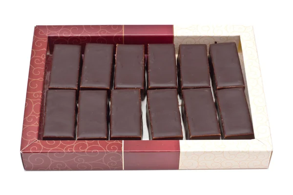 Čokoládové pralinky v krabici — Stock fotografie