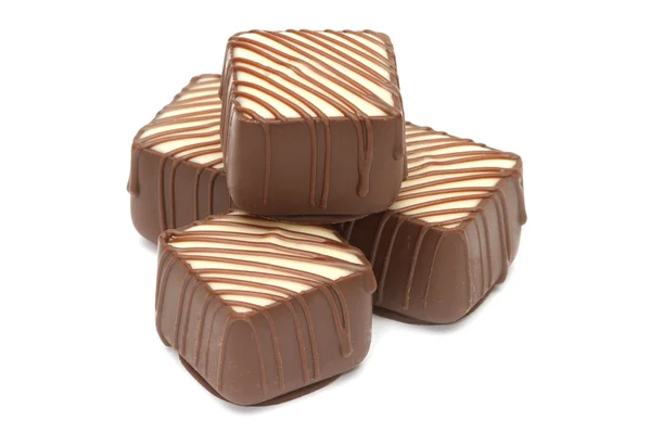Chocolate pralines on white background — Stock Photo, Image