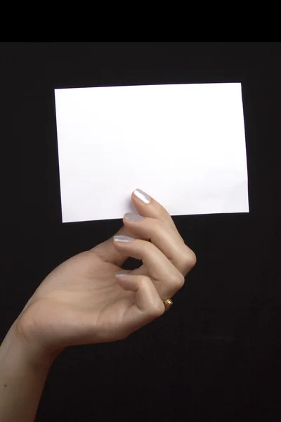 Üres kártya a kézben — Stock Fotó