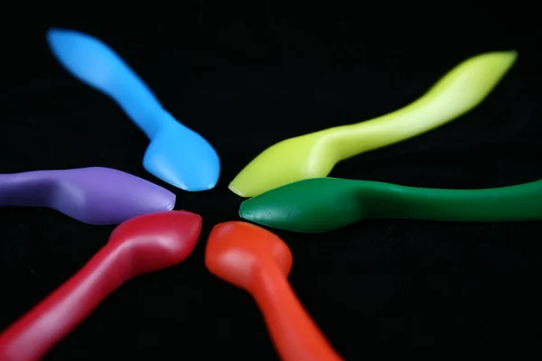 Vibrant multicolored forks — Stock Photo, Image
