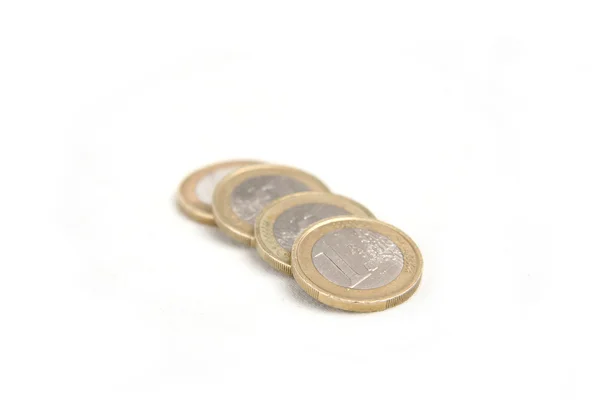 Euros sobre um fundo branco — Fotografia de Stock
