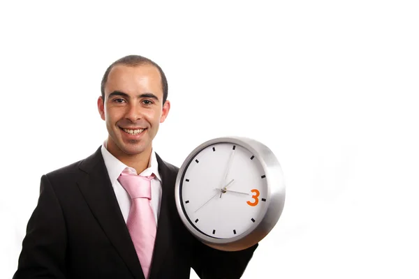 Business man with clock — Stock Photo, Image