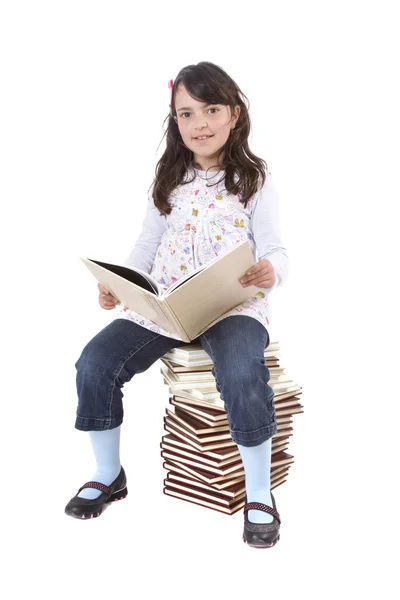 Criança com livros — Fotografia de Stock