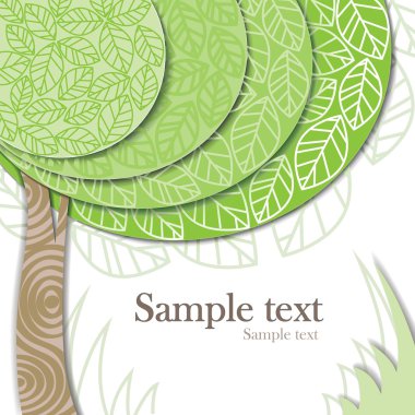 Vector invitation card with green tree clipart