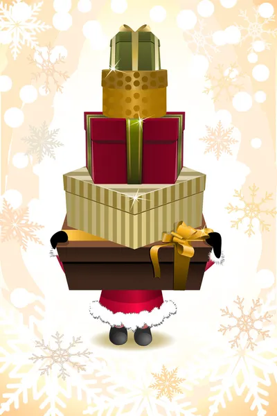 Vektor Santa mit Weihnachtsgeschenken — Stockvektor